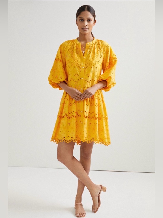Anthropologie Dresses & Skirts - Anthropology Tallilah Eyelet Mini Dress in Mango Size M